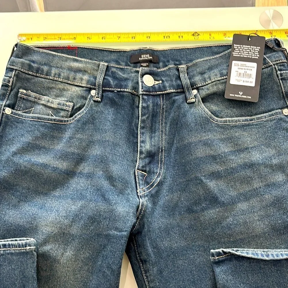 True Religion jeans NWT w34 l32 GENO relaxed slim dark smoky wash